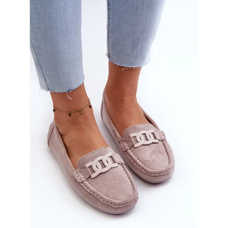 Trendy purple Rabell violet suede moccasins