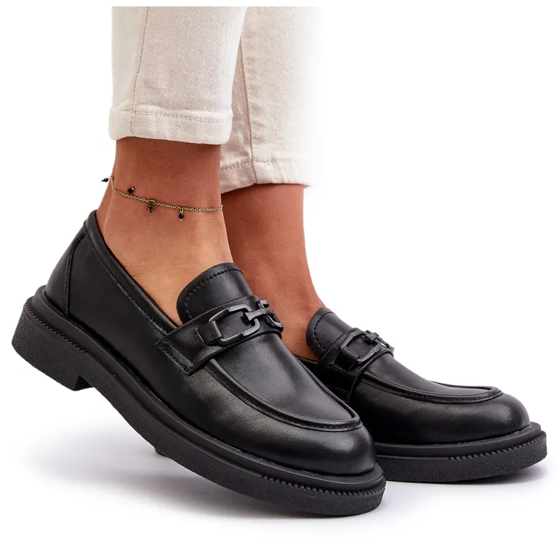 Black Leather Moccasins Keelana