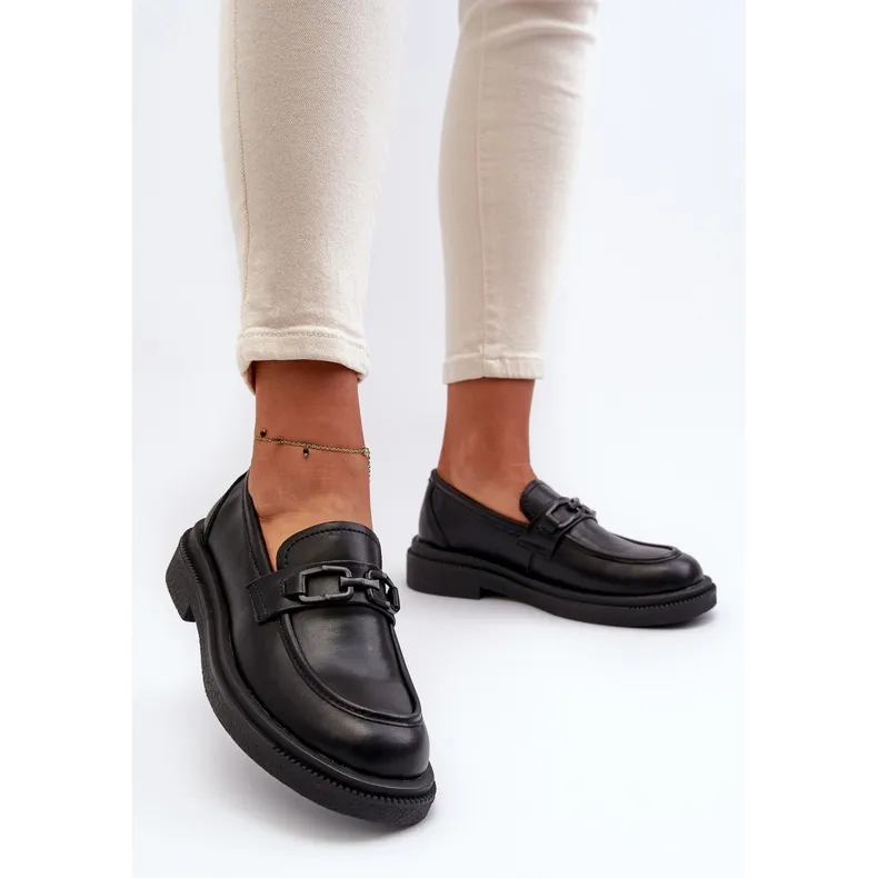 Black Leather Moccasins Keelana