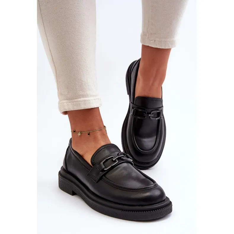 Black Leather Moccasins Keelana