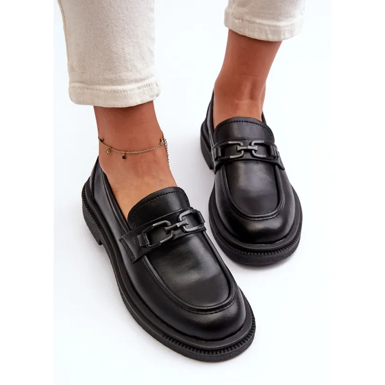 Black Leather Moccasins Keelana