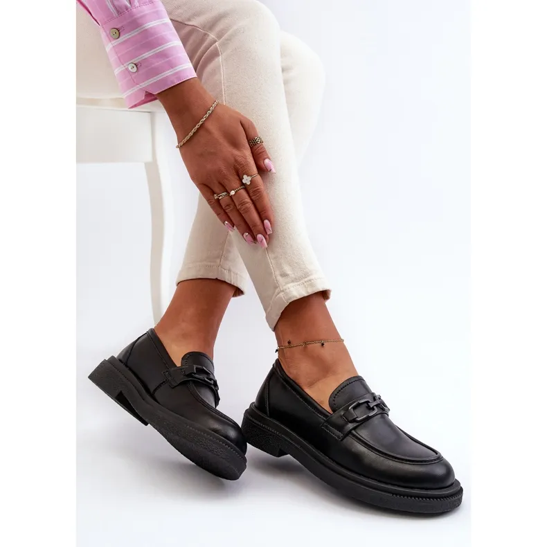 Black Leather Moccasins Keelana