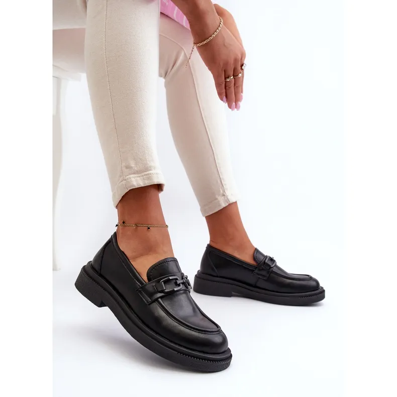 Black Leather Moccasins Keelana