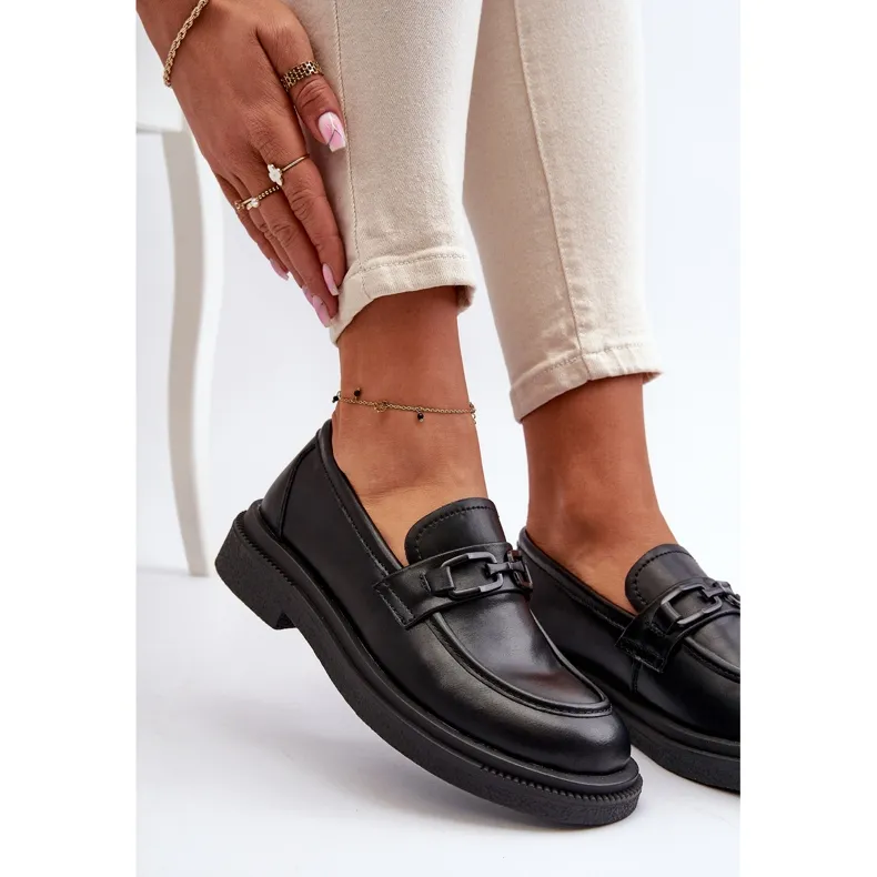 Black Leather Moccasins Keelana