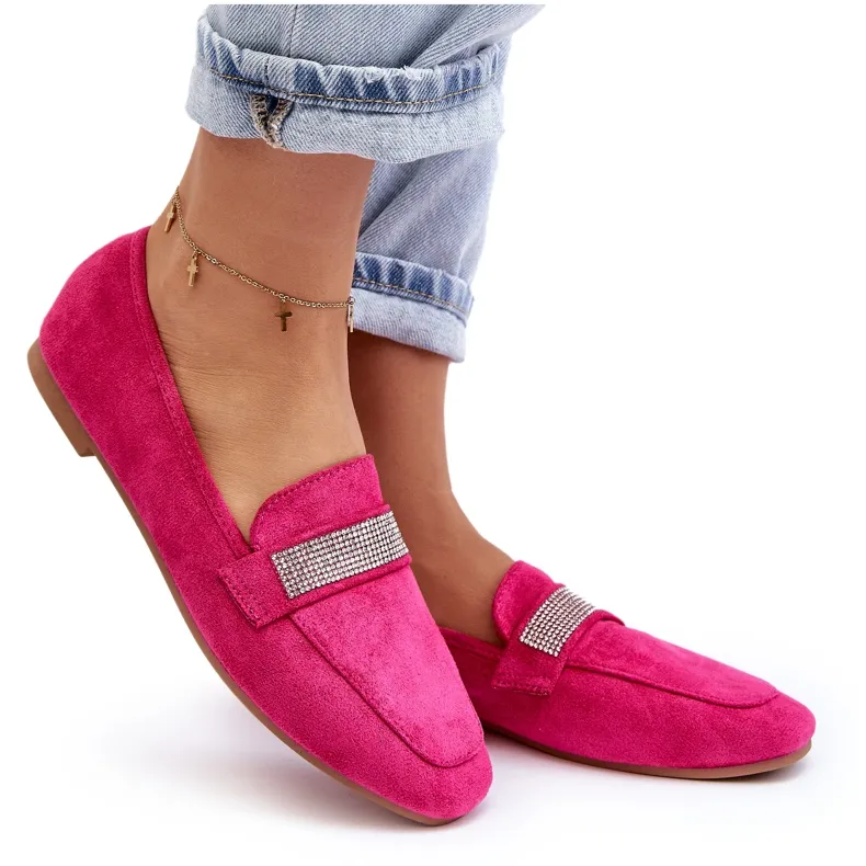 Women's Moccasins With Rhinestones Fuchsia Ralrika pink