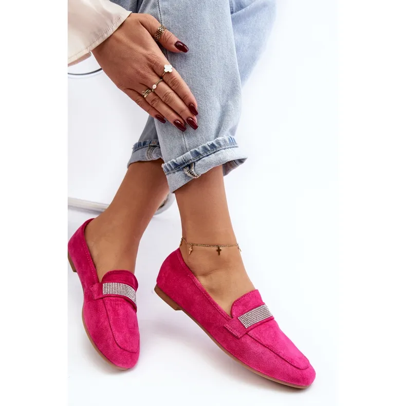 Women's Moccasins With Rhinestones Fuchsia Ralrika pink