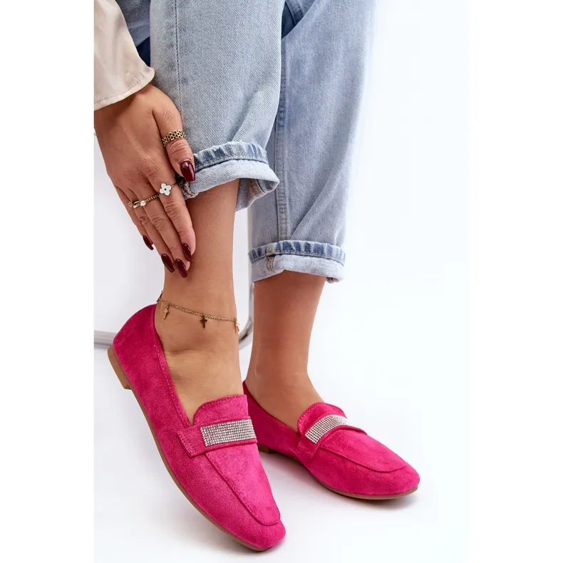 Women's Moccasins With Rhinestones Fuchsia Ralrika pink