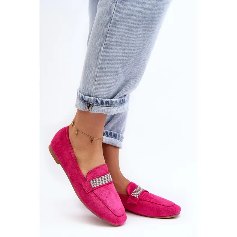 Women's Moccasins With Rhinestones Fuchsia Ralrika pink