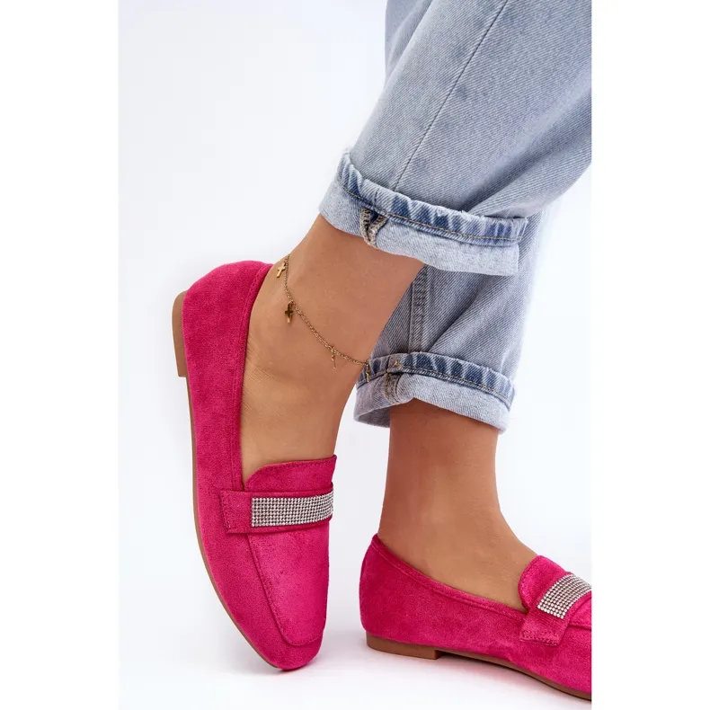 Women's Moccasins With Rhinestones Fuchsia Ralrika pink