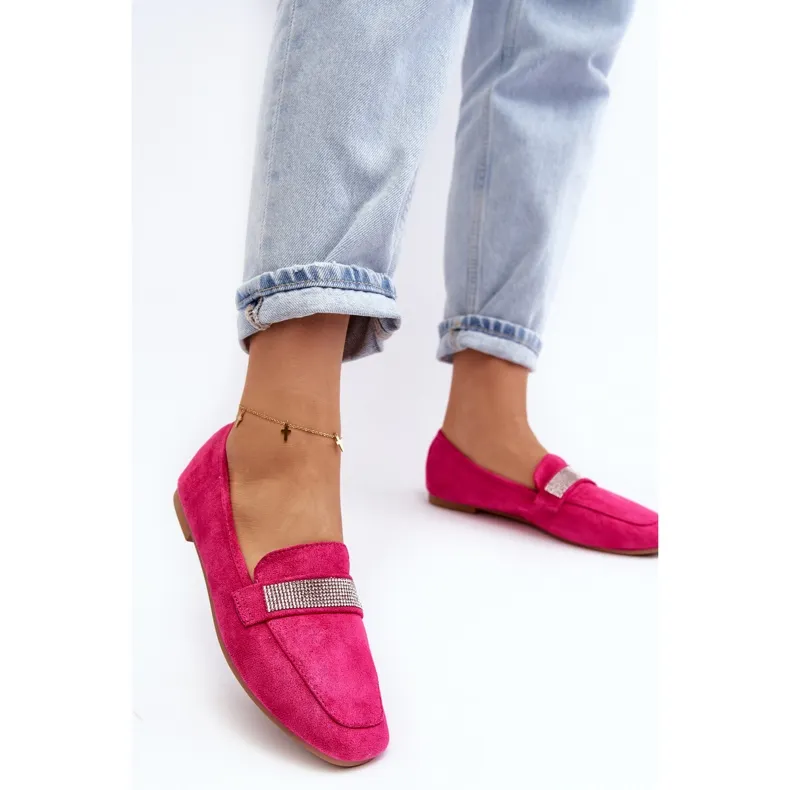 Women's Moccasins With Rhinestones Fuchsia Ralrika pink