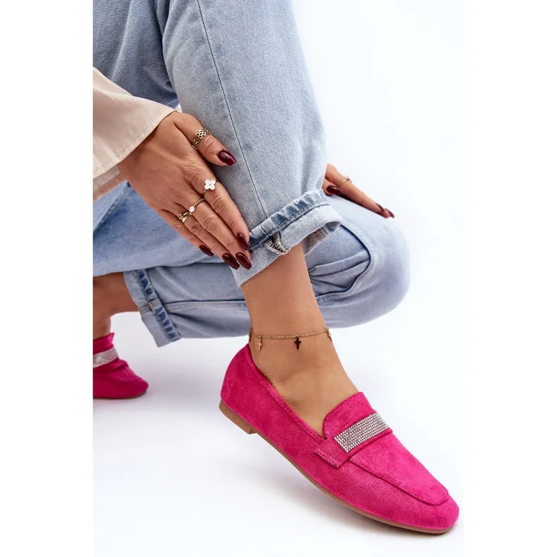 Women's Moccasins With Rhinestones Fuchsia Ralrika pink