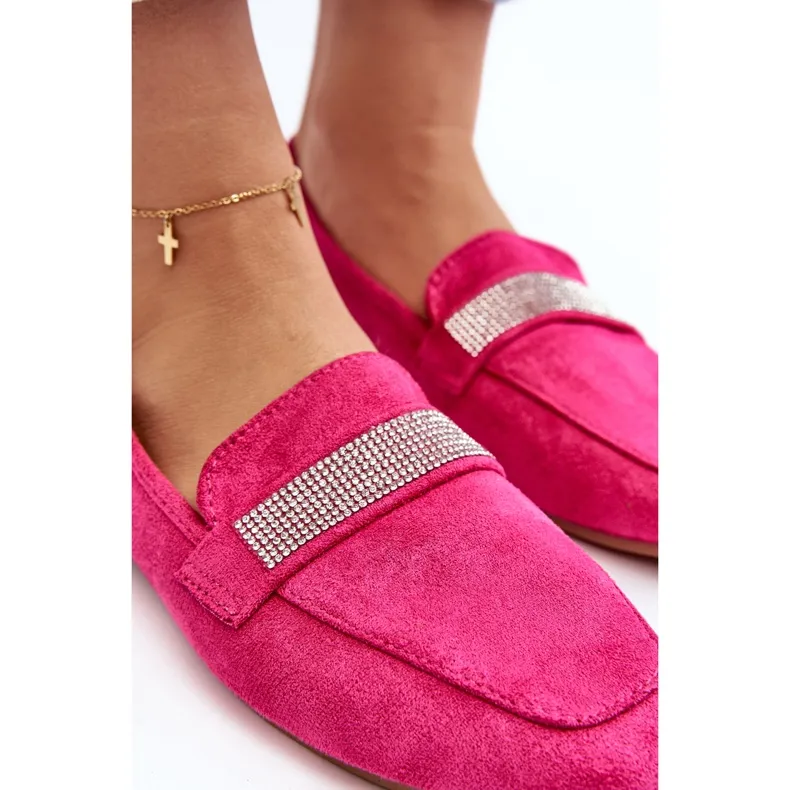 Women's Moccasins With Rhinestones Fuchsia Ralrika pink