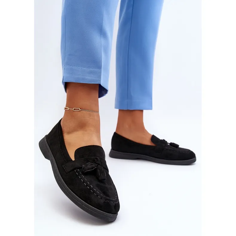 Women's black suede moccasins by Dansitu