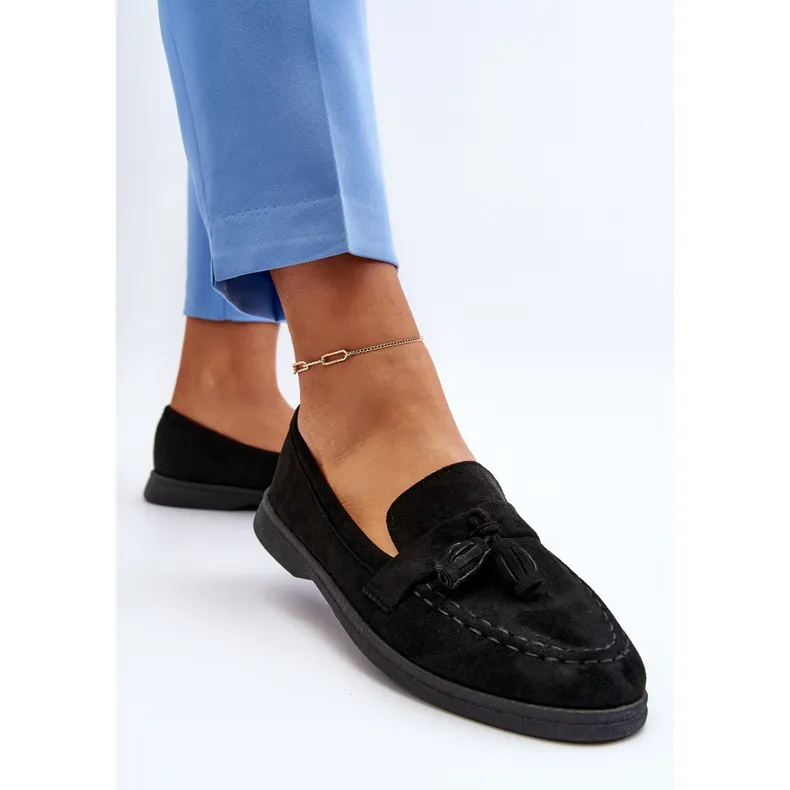 Women's black suede moccasins by Dansitu