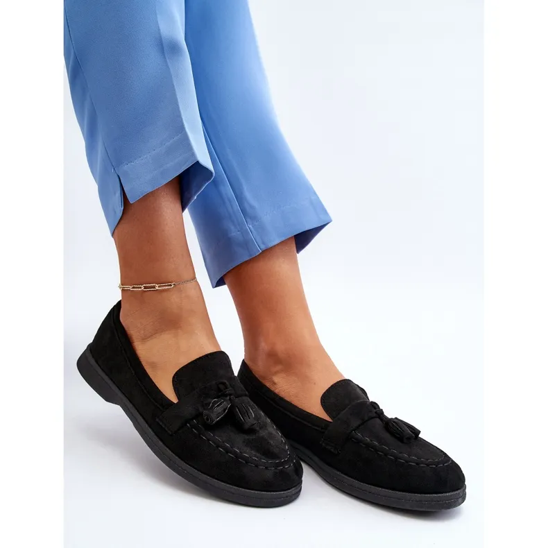 Women's black suede moccasins by Dansitu