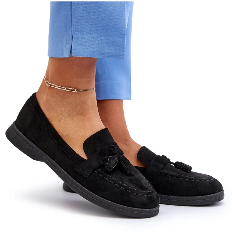 Women's black suede moccasins by Dansitu