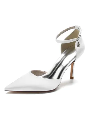 Women's Ankle Strap Bridal Heels in Satin