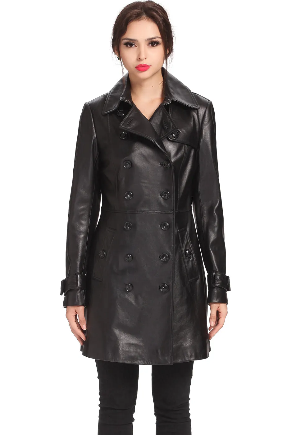 Women's Ginger Lambskin Leather Coat