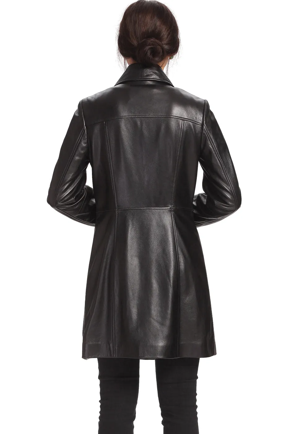 Women's Ginger Lambskin Leather Coat