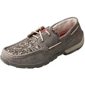 Women's Twisted X Boat Shoe Driving Moc in Grey/Multi