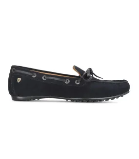 Navy Moretta Sofia Suede Moccasins