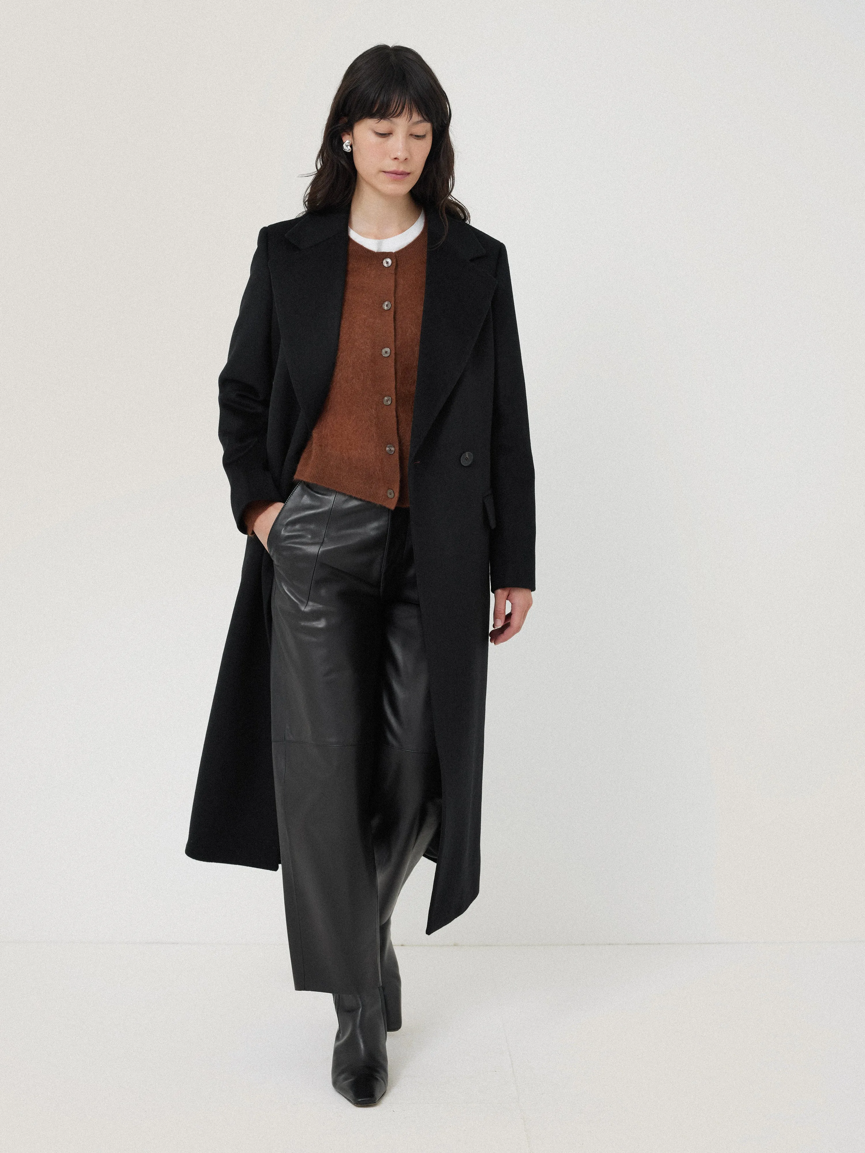 Wool Maxi City Coat | Black