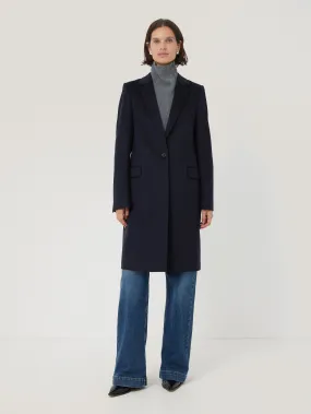 Wool Relaxed City Coat | Navy