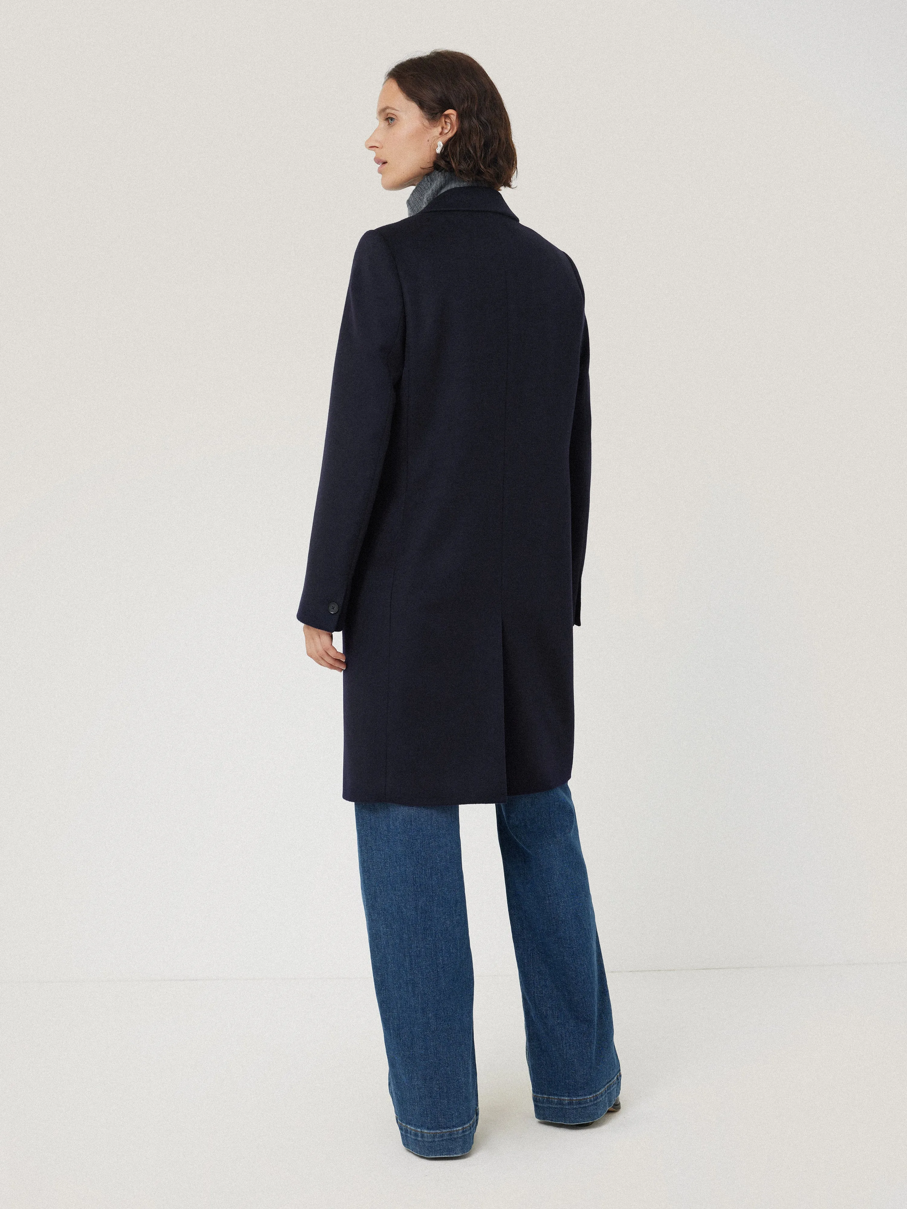 Wool Relaxed City Coat | Navy