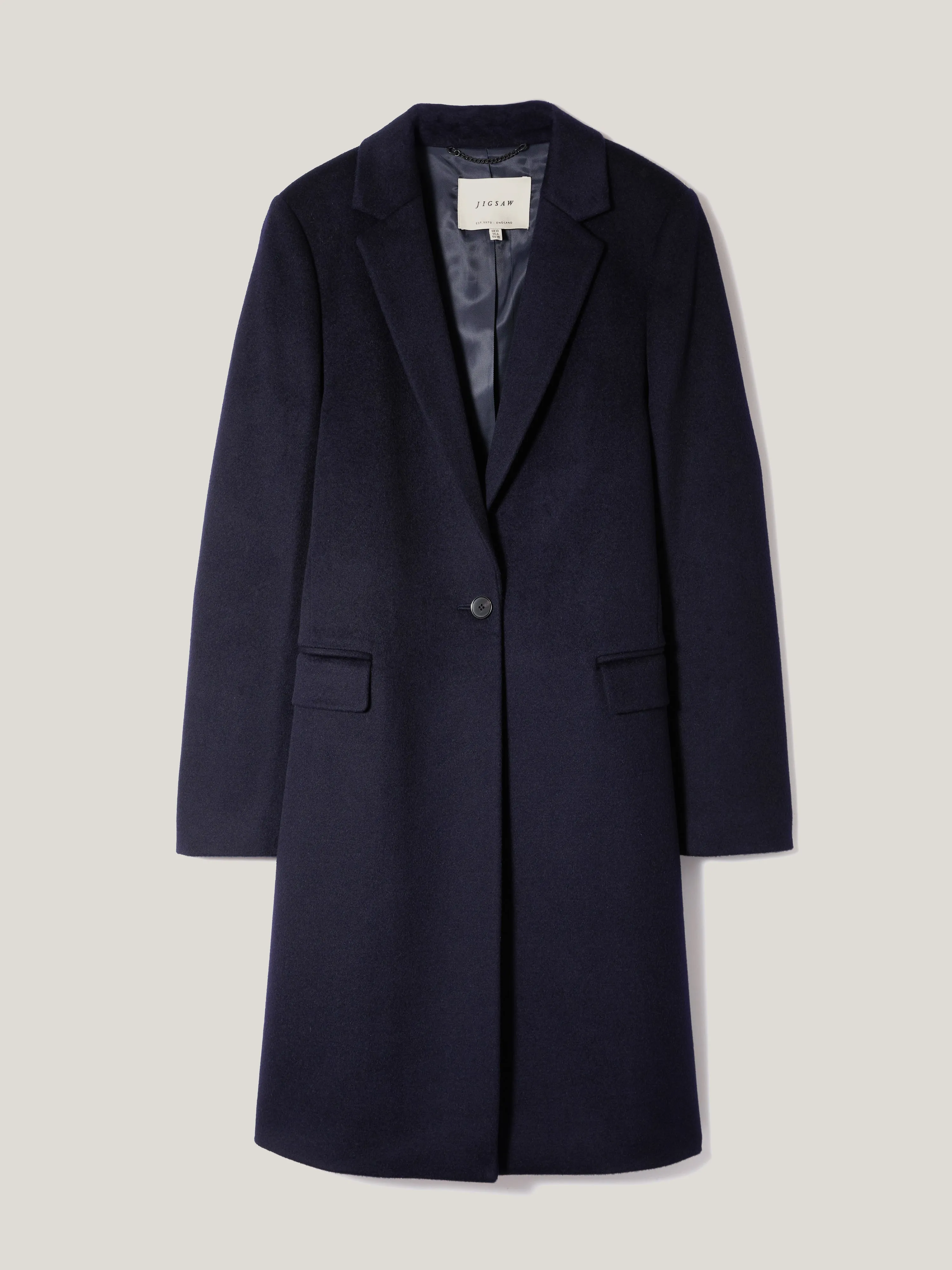 Wool Relaxed City Coat | Navy