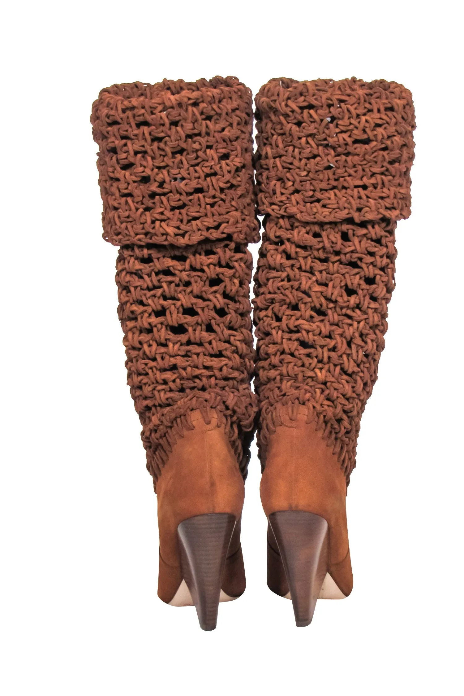 Yves Saint Laurent - Tan Suede Twine Soho Niki 105 Thigh High Boots Sz 9