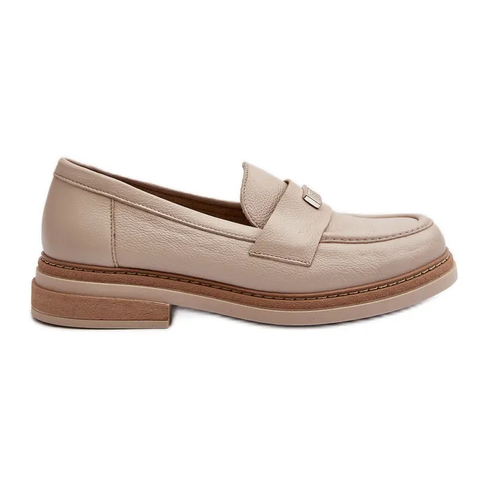 Zazoo 20165 Women's Leather Moccasins in Beige