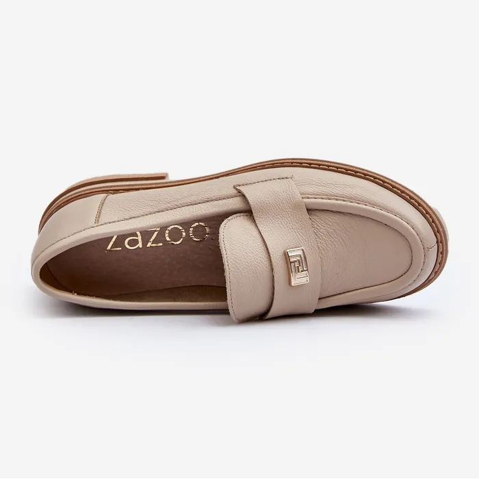 Zazoo 20165 Women's Leather Moccasins in Beige