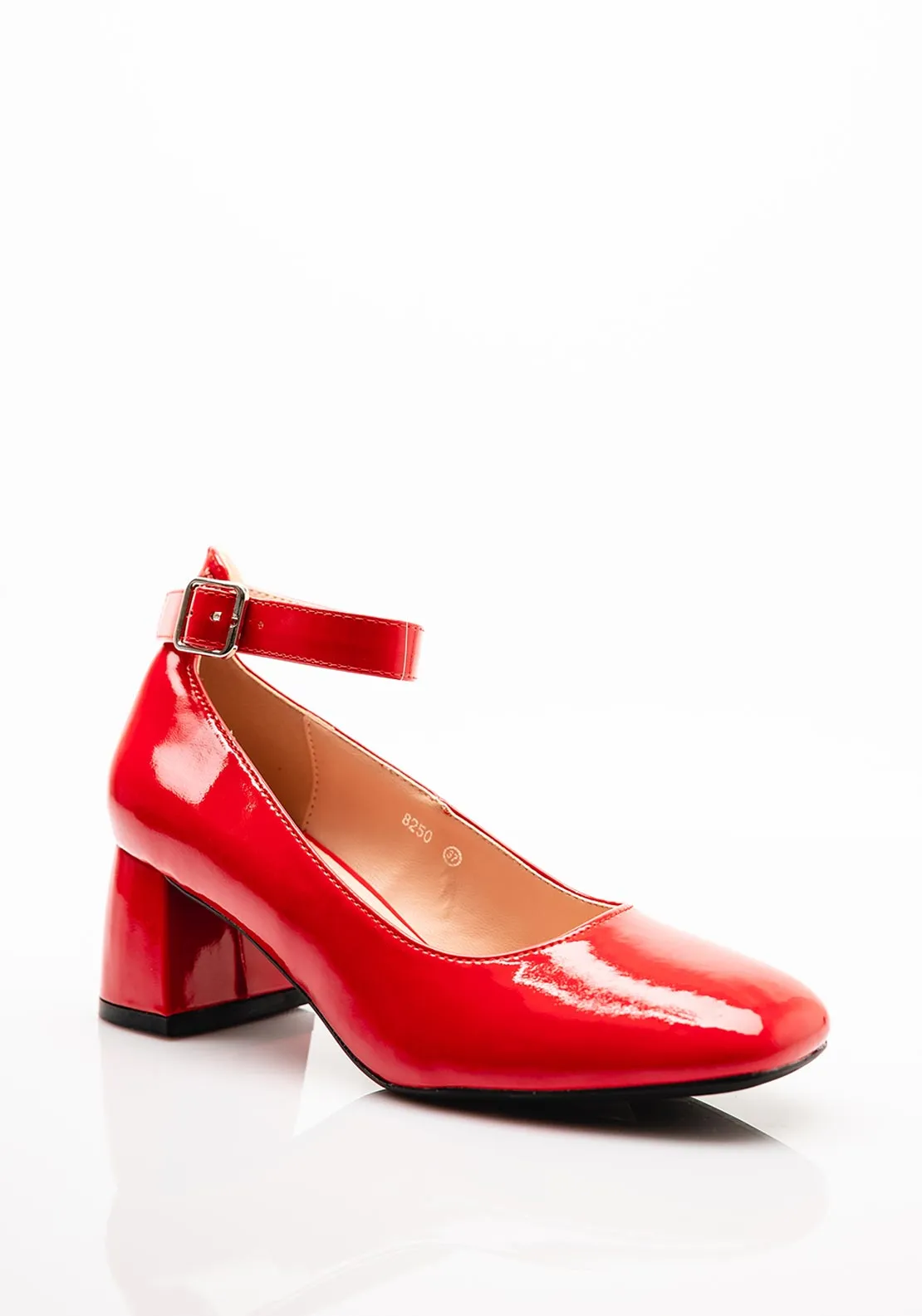 Zen Collection Buckled Block Heels, Red